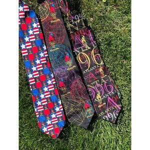 Lot Of 3 Olympic Games Atlanta TIE 1996 Ralph Marlin sport VTG Necktie Ties USA